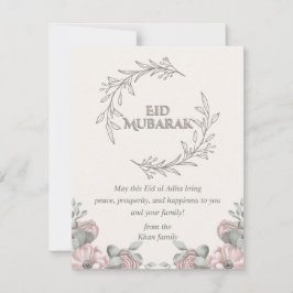 Cartão Elegante do Eid ul Adha com Desenho Floral