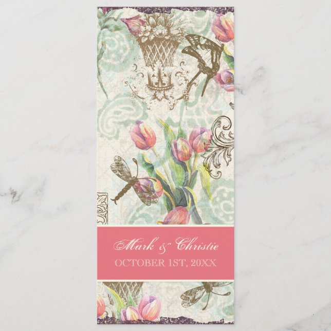 Cartão elegante do menu das tulipas de n de (Frente)