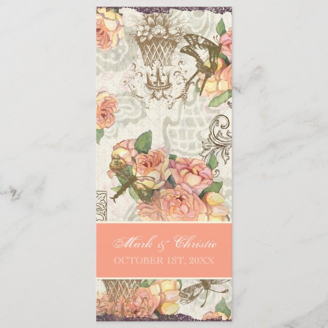 Cartão elegante do menu dos rosas de n de (Frente)