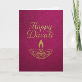 Cartão Elegante Dourada Diya Happy Diwali Saudação