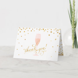Cartão Elegante Dourado Confetti e Champanhe Obrigado
