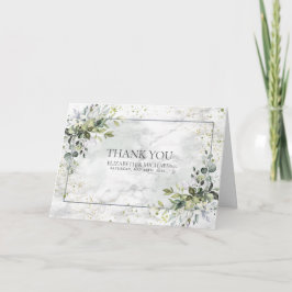 Cartão Elegante Dusty Blue Eucalyptus Greenery Marble
