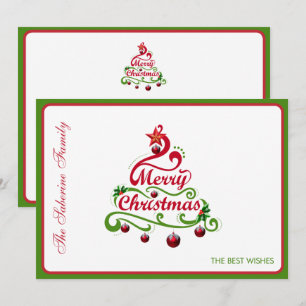 Cartão Elegante e Divertida Tipografia de Árvore de Natal