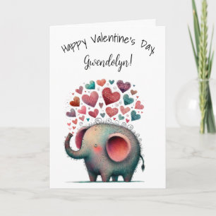 Cartão Elegante Elefante Caprichoso Feliz Dia dos Namorad