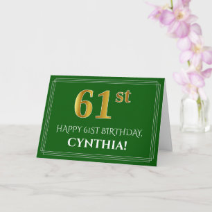 Cartão Elegante Faux Dourado Look 61rua Aniversário, Nom