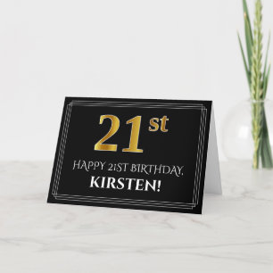 Cartão Elegante Faux Dourado Olha "21ruas" Aniversário + 