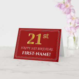 Cartão Elegante Faux Dourado Olha "21ruas" Aniversário, 