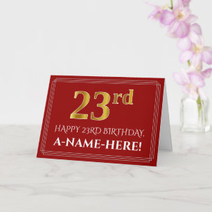 Cartão Elegante Faux Dourado Olha "23º" Aniversário, No