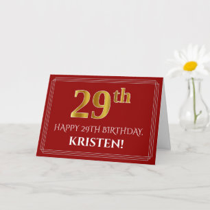 Cartão Elegante Faux Dourado Olha "29º" Aniversário, No
