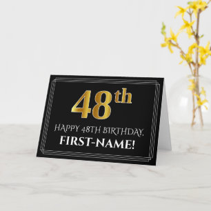 Cartão Elegante Faux Dourado Olha "48º" Aniversário + N