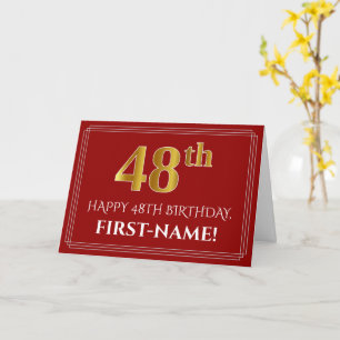 Cartão Elegante Faux Dourado Olha "48º" Aniversário, No
