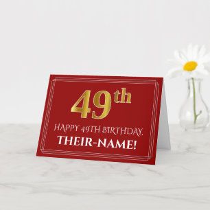 Cartão Elegante Faux Dourado Olha "49º" Aniversário, No