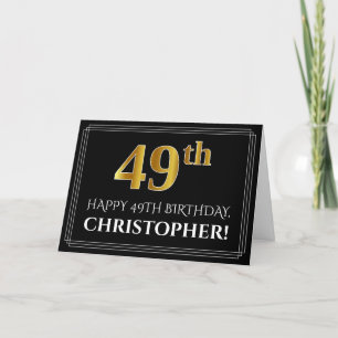 Cartão Elegante Faux Dourado Olha "49º" Aniversário + Nom