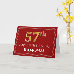 Cartão Elegante Faux Dourado Olha "57º" Aniversário, No