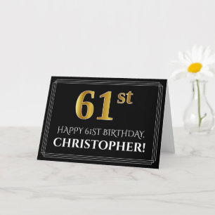 Cartão Elegante Faux Dourado Olha "61ruas" Aniversário +