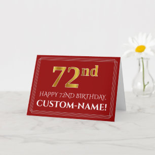Cartão Elegante Faux Dourado Olha "72º" Aniversário, No