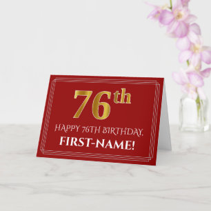Cartão Elegante Faux Dourado Olha "76º" Aniversário, No