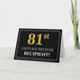 Cartão Elegante Faux Dourado Olha "81rua" Aniversário + 