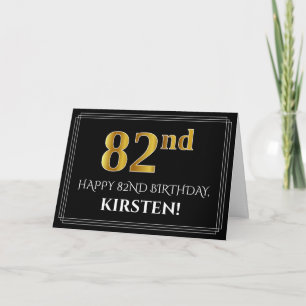 Cartão Elegante Faux Dourado Olha "82º" Aniversário + N