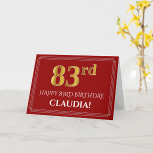 Cartão Elegante Faux Dourado Olha "83º" Aniversário, No