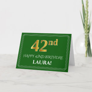 Cartão Elegante Faux Dourado visual 42º Aniversário, No