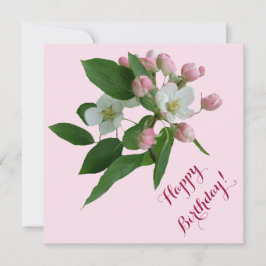 Cartão Elegante Feliz Aniversário bonito floral cor-de-ro