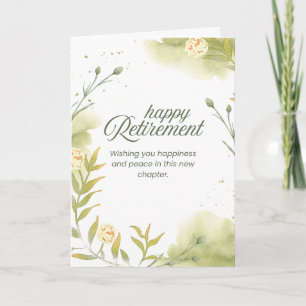 Cartão Elegante Feliz Aposentadoria Minimalista em Aquare