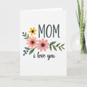Cartão Elegante Floral de Amor para Mãe