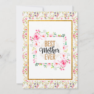 Cartão Elegante Floral Dia das Mães Com Feriado de Rosa R