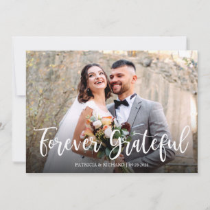 Cartão Elegante Foto de Casamento Agradecida para Sempre