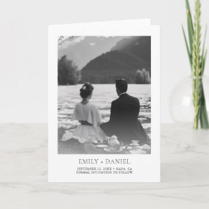 Cartão Elegante Foto de Casamento Moderno Save the Date