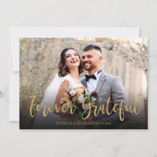 Cartão Elegante Foto de Casamento Para Sempre Grato Obrig