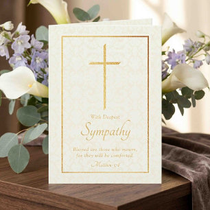 Cartão Elegante Gold Foil Cross Sympathy
