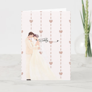Cartão Elegante Hochzeitskarte mit Brautpaar & Roségold H