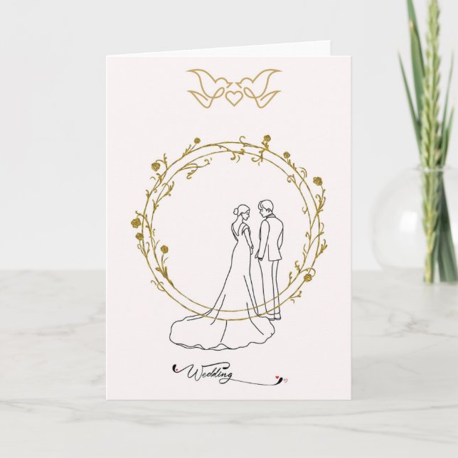 Cartão Elegante Hochzeitskarte Wedding mit Brautpaar im G (Frente)