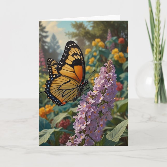 Cartão Elegante jardim de flores silvestres pastéis com b (Frente)