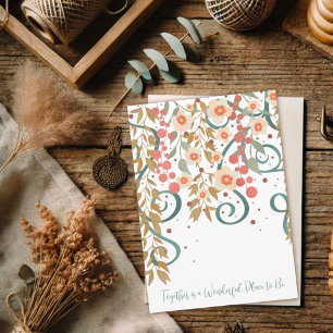 Cartão Elegante Juntos Citação Bonito Floral