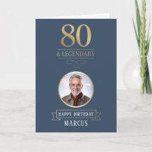 Elegante Marinho e Dourado 80º e Aniversário Lendá