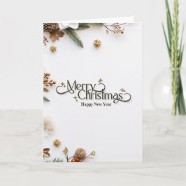 Cartão Elegante Minimalista Dourado 'Feliz Natal' Feriado