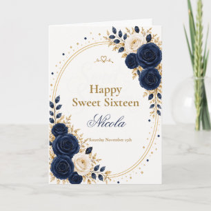 Cartão Elegante Navy Sweet 16