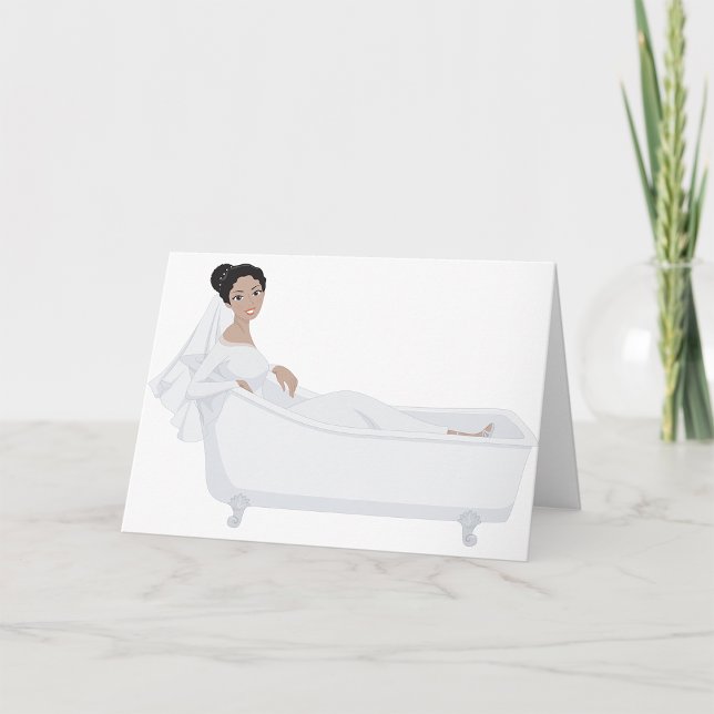 Cartão Elegante Noiva Relaxando em Bathtub Wedding Design (Criador carregado)