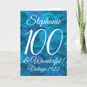 Cartão Elegante Ocean Blue 100 e maravilhoso aniversário