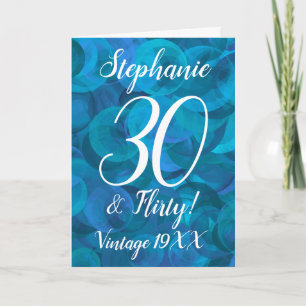 Cartão Elegante Ocean Blue 30 e Flirty Birthday