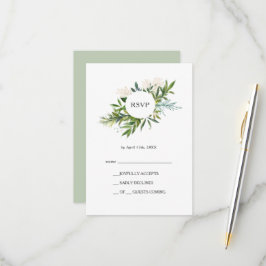 Cartão Elegante Olive Greenery RSVP