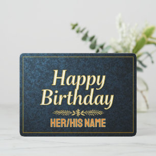 Cartão Elegante Ouro Feliz Aniversário