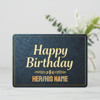 Cartão Elegante Ouro Feliz Aniversário