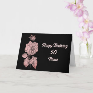 Cartão Elegante Peony Flower Personalizado Aniversário