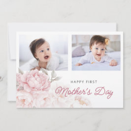 Cartão Elegante Peony Flowers Primeiro Dia de as mães 2 F