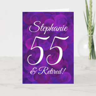 Cartão Elegante Purple 55 e aposentado feliz aposentado