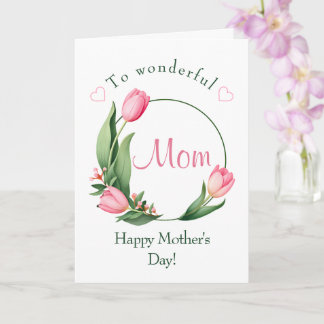 Cartão Elegante Quadro de Flor de Tulipa Rosa no Dia das